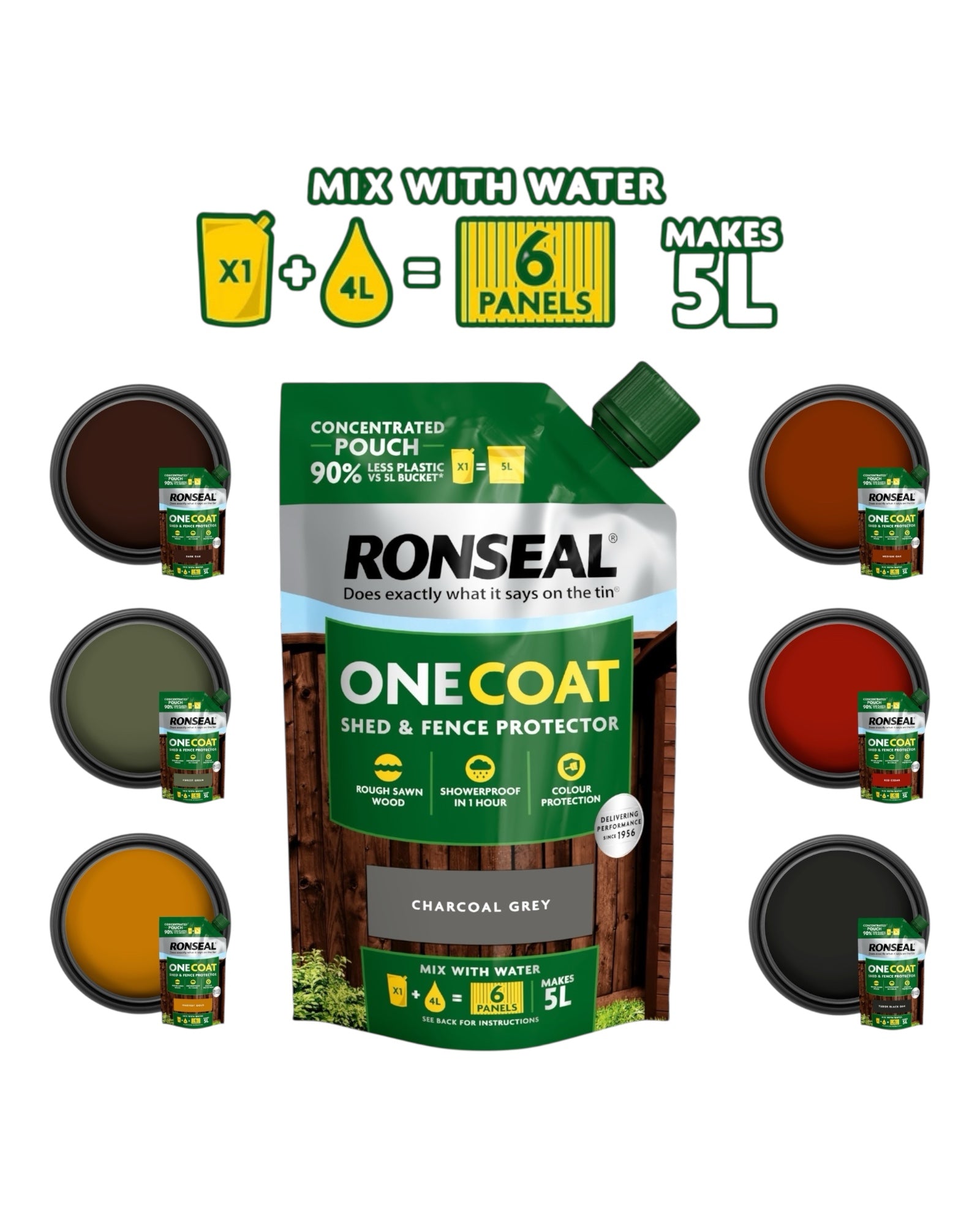 Ronseal One Coat Fence & Shed Paint 950ml Concentrate - Just Add Water - Makes 5L