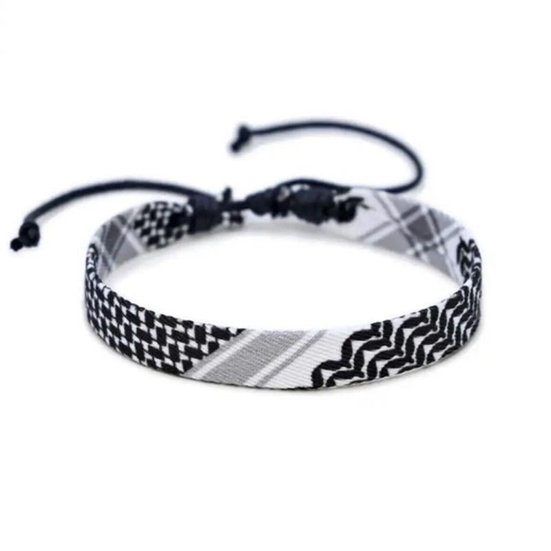 Kaffiyeh Wrist Band | Traditional Middle Eastern Pattern | Palestine Bracelet | Adjustable & Unisex | Cultural Fashion Accessory |