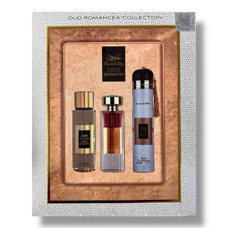 Oud Romancea Gift Set by Ard Al Zaafaran – 100ml EDP, Body Mist & Air Freshener |Unisex