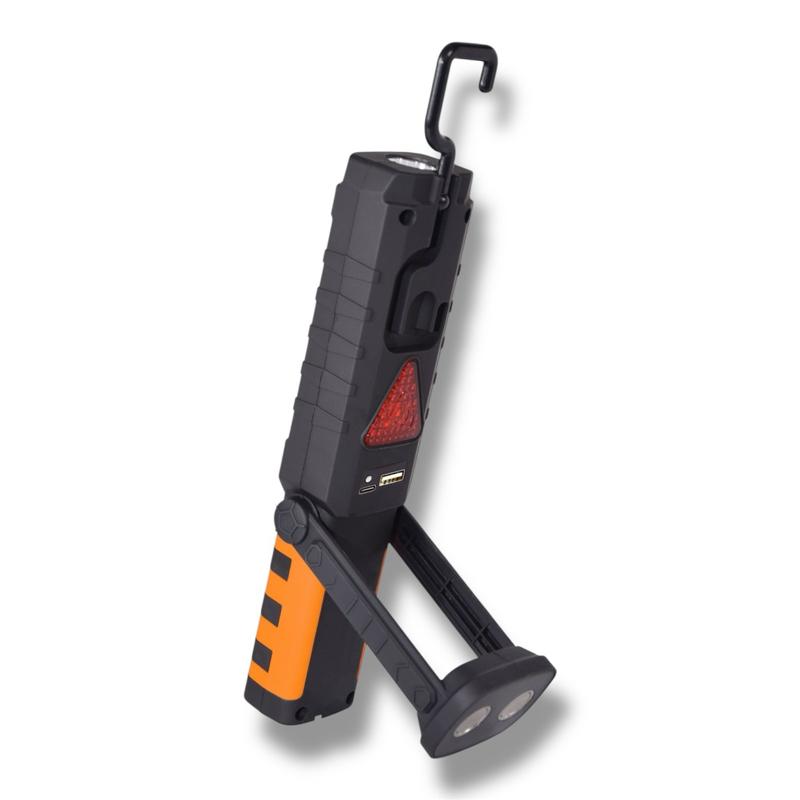 3-in-1 Rechargeable Magnetic LED Worklight | COB Torch with Emergency Red Light & Power Bank | Magnetic Base & Hook | Portable for DIY, Garage, Camping & Car Use – Mercury