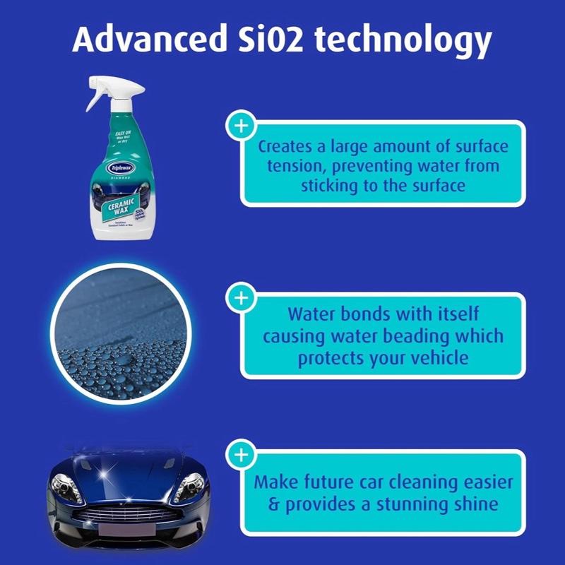Triplewax Ceramic Spray Wax 500ml – Ultimate Protection & Shine. Paint Protection | Car Wash | Detailing | Valeting | Wash And Wax | After Care | Rain Protection | Dirt Protection | Road Grime Protection | Auto Cleaning | Automotive tools