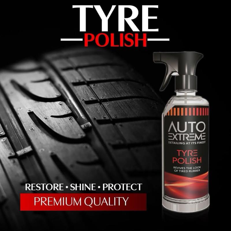 Tyre Polish 720ml Auto Extreme - Car Tyre Cleaner, Glossy Finish & Protection, Easy Application for Professional Car Detailing, Restores Tyres to Original Shine, Water & Dirt Repellent, 720ml for Car Valeting & Maintenance coating supplies tire gel