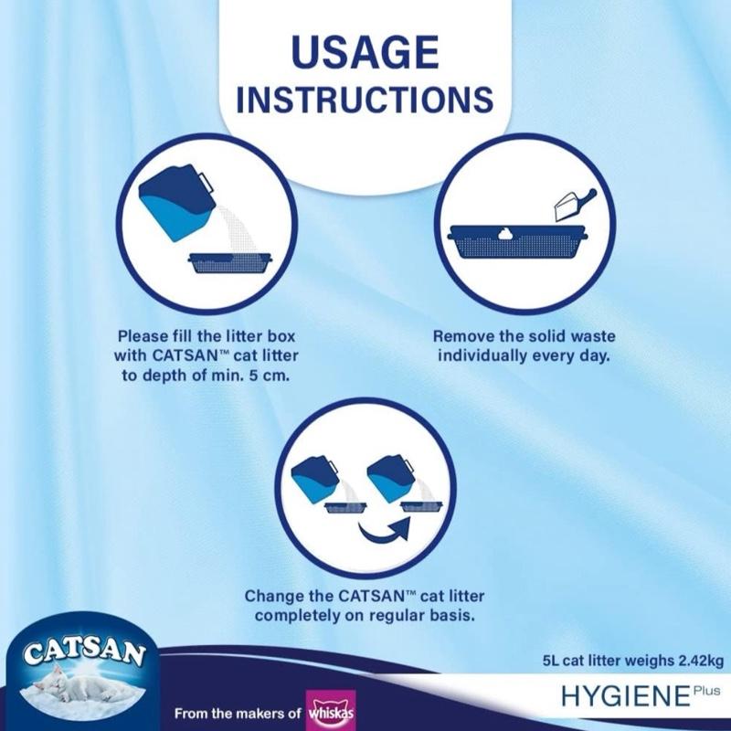 2x5L Catsan Hygiene Plus Cat Litter | Non-Clumping | Odour Control | Ultra Absorbent | Low Dust | 100% Natural Minerals | Safe for Cats & Kittens | Long-Lasting Freshness | Twin Pack | 10L