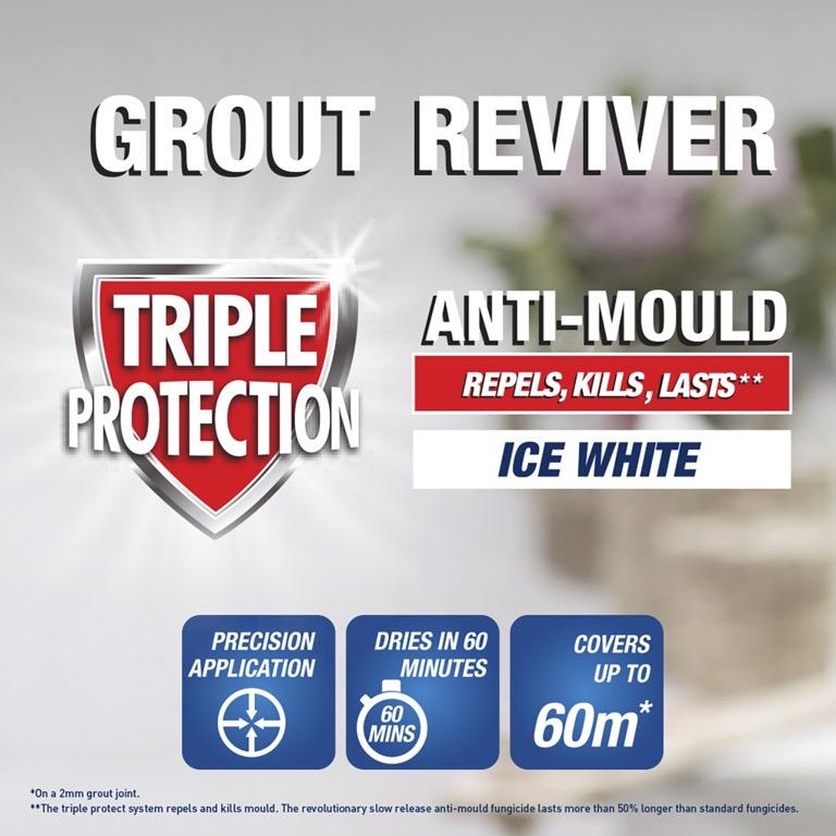 Grout Reviver Pen for Wall Tiles | Ice White 7ml | Anti-Mould | Easy Tile Makeover | UniBond