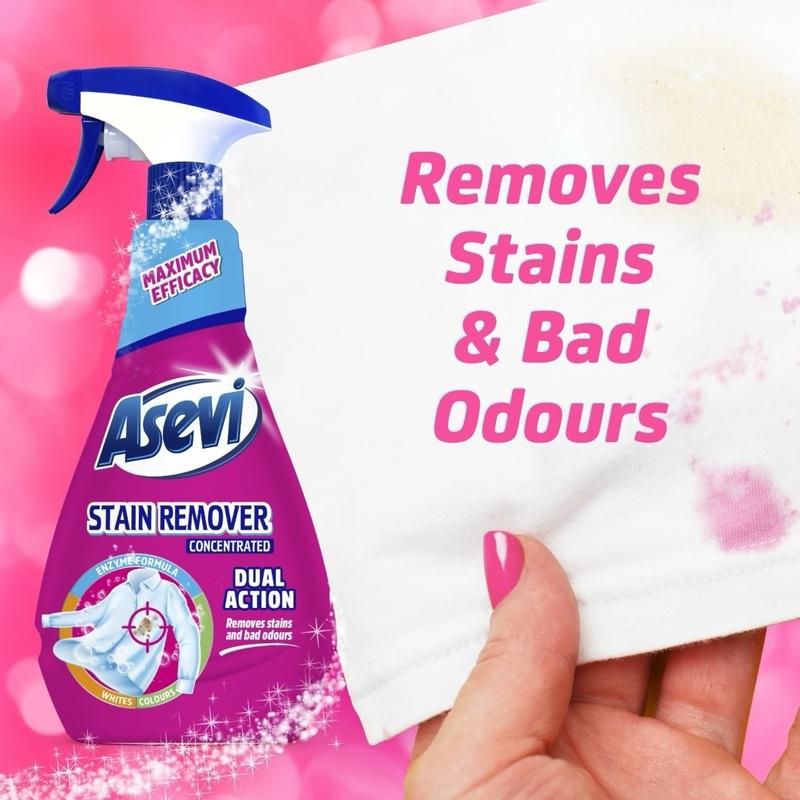 Stain Remover Spray 400ml - For Clothing, Removes The Toughest Stains- Powerful Spanish Household Cleaner for Tough Stains - Fast-Acting, Multi-Surface Fabric Stain Remover - Asevi - Food, Grass, Wine, Make Up and More Cleaning