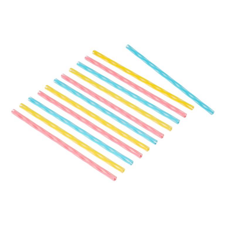 12 Reusable Plastic Straws – Durable Long Lasting | Multi Coloured - Eco-Friendly & Durable Drinking Straws - Yellow, Pink, Blue - House Hold Essential, Washable, Drinks, Smoothies, Water, Cocktail Disposable Drinkware