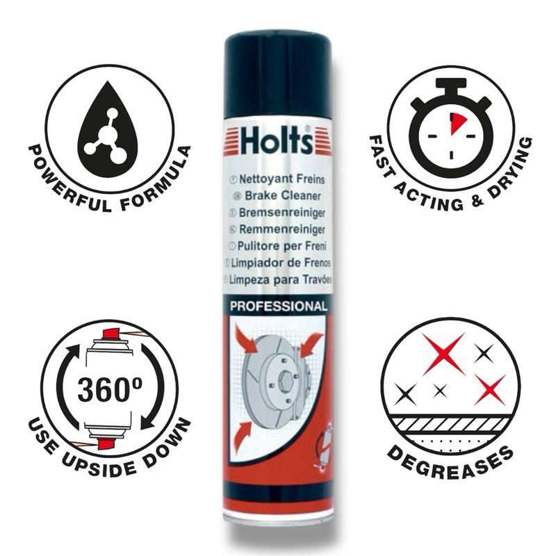 Holts Professional Brake Cleaner 600ml – Powerful Fast-Drying Formula for Removing Grease, Oil & Brake Dust – Residue-Free Cleaning for Brakes, Clutches & Metal Parts – Improves Brake Performance | Mechanic | DIY