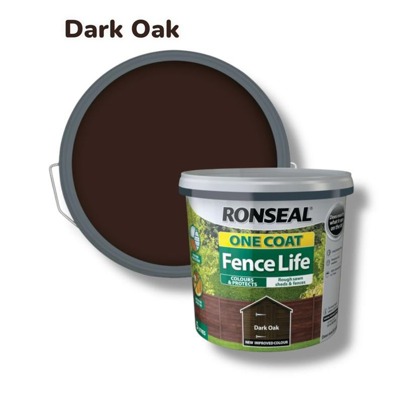 Ronseal - Fence Life One Coat 5L | Fence & Shed Paint | Paint With One Coat
