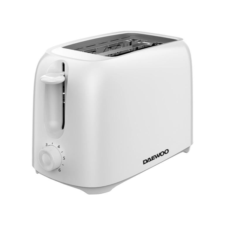 Daewoo 2 Slice Toaster Black or White – 6 Browning Levels, Cool Touch, Crumb Tray, 700W Compact Kitchen Appliance – Matching Kettle Available – Ideal for Home, Office, Student Use