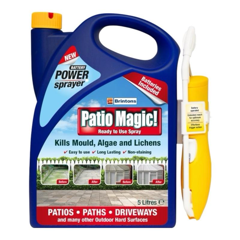 Patio Cleaner Battery Powered Pressure Spray Included, Ready To Use Spray 5L | Effective Algae, Moss & Mould Remover, garden Cleaner, Driveway, Shed, Fence, Cleaning Household,