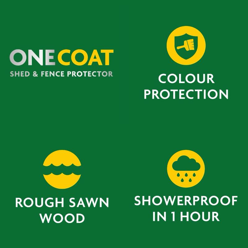 Ronseal Fence Life One Coat 5L Fence Paint | Paint With One Coat | Waterproof | Fence Protection | All Year Weather Protection | Gardening | Garden Essential | Black Oak | Charcoal Grey | Dark Oak | Forest Green | Harvest Gold | Medium Oak | Red Cedar