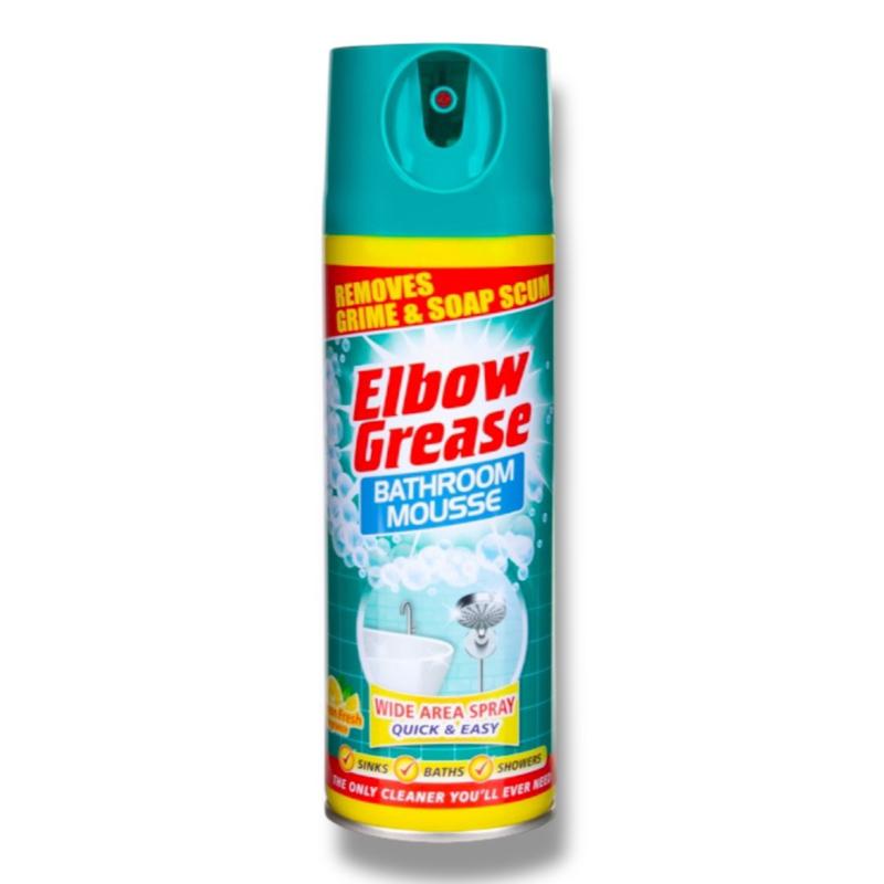 Bath & Shower Foam Lemon Fresh 400ml For Sinks Baths And Showers – Powerful Cleaning for a Sparkling Bathroom | Mouse Foam | Grime Remover | Bathroom Cleaner | Elbow Grease Household Spray Wipe Rinse | Deep Clean mould