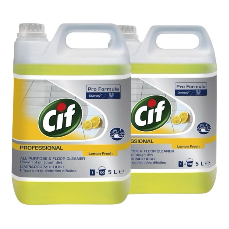 All-Purpose Cleaner Lemon Cif Professional 5L | Tough on Grease & Grime | For Unpolished Floors, Walls, Paintwork, Ceramics, Laminates & Plastics | Fresh Lemon Fragrance | Ideal for Everyday Cleaning | Large 5 Litre Bottle Household