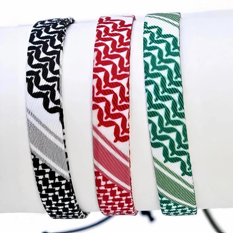 Kaffiyeh Wrist Band | Traditional Middle Eastern Pattern | Palestine Bracelet | Adjustable & Unisex | Cultural Fashion Accessory |