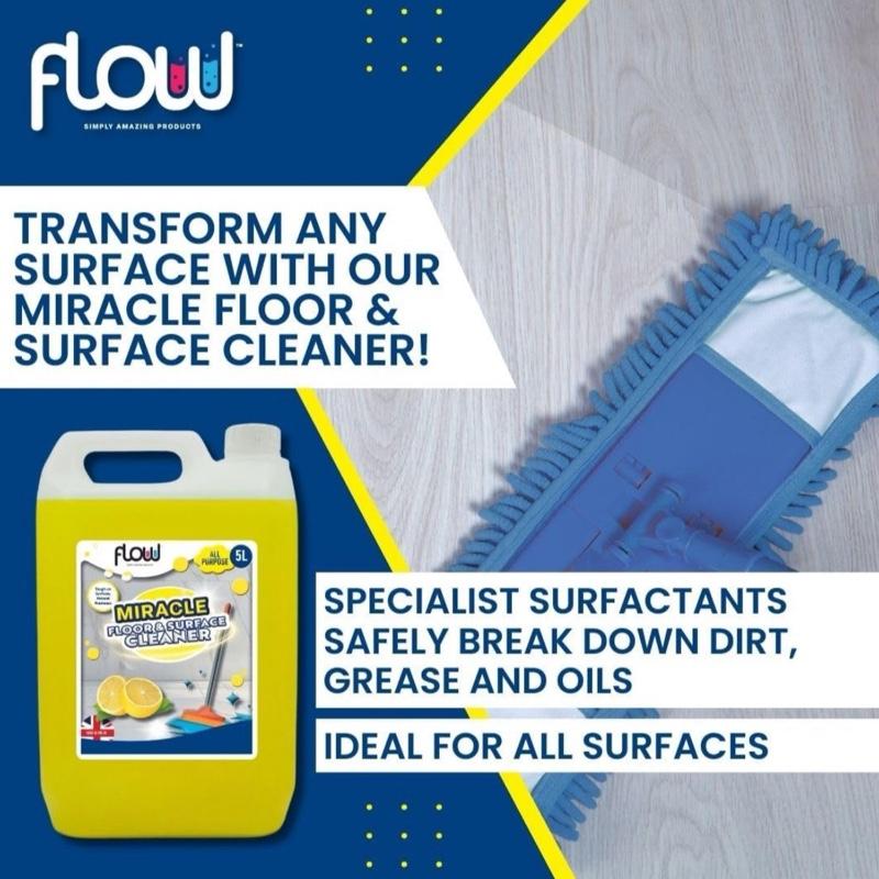 Floor and Surface 5L Concentrated Lemon Cleaner Powerful Multi-Purpose Cleaning Solution for Home Commercial Use Fresh Scent Cuts Through Grease Grime Dirt Tiles Hard Floors Worktops - Household Flowchem Industrial Scented
