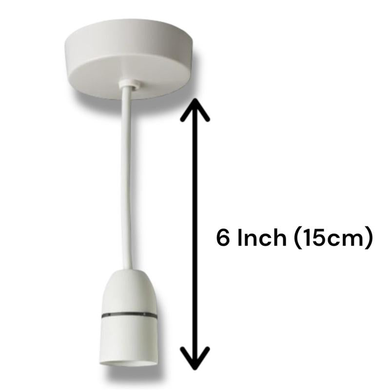 Pendant Ceiling Light Fitting 6” (15cm), long Skirt Securlec Pendant Lampholder 6” (15cm) | Easy-to-Install Ceiling Light Fitting, Standard UK Spec, Living Room, Bedroom, Kitchen, Garage, Shed, Rewire, Installation, New Build, House, Home, Ceiling Rose