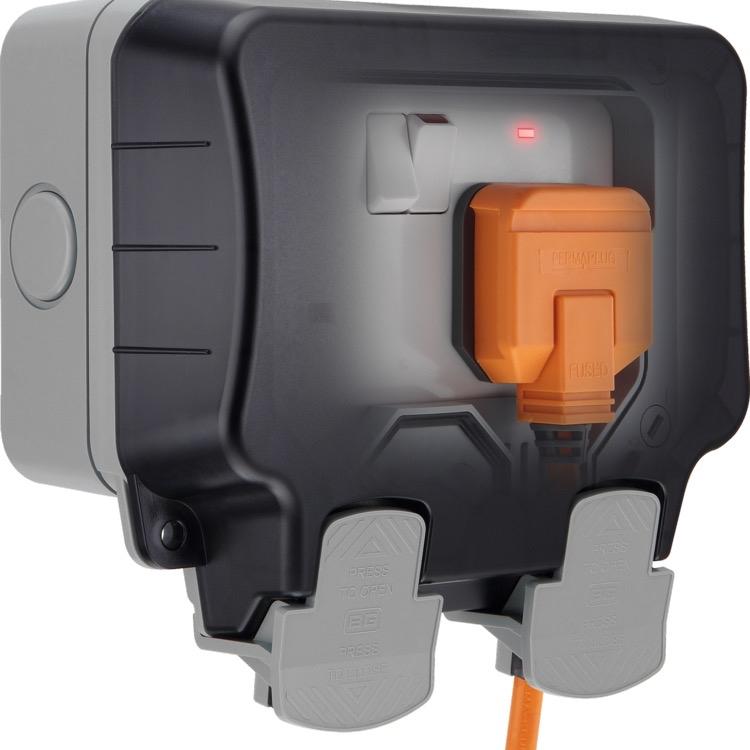 BG 2 Gang 13 Amp Outdoor Double Socket IP66 – LED Power Indicator, Weatherproof & Durable Power Solution, Garden Socket, Front Garden Socket, Power Source For Out Door, Waterproof, Dust Proof, British General Electrical Socket, Electrician surge protector