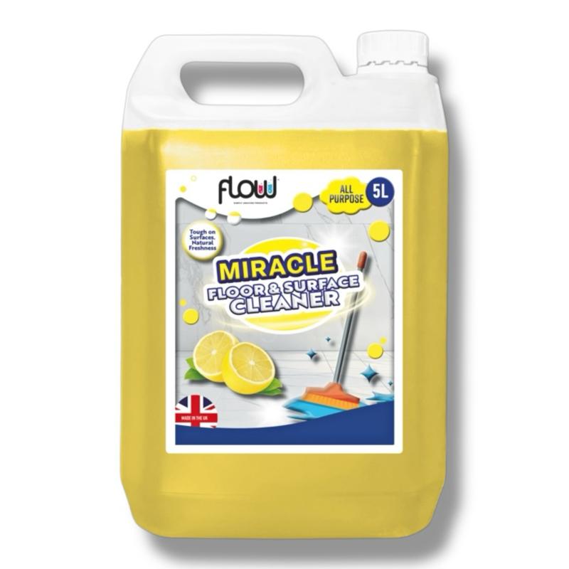 Floor and Surface 5L Concentrated Lemon Cleaner Powerful Multi-Purpose Cleaning Solution for Home Commercial Use Fresh Scent Cuts Through Grease Grime Dirt Tiles Hard Floors Worktops - Household Flowchem Industrial Scented