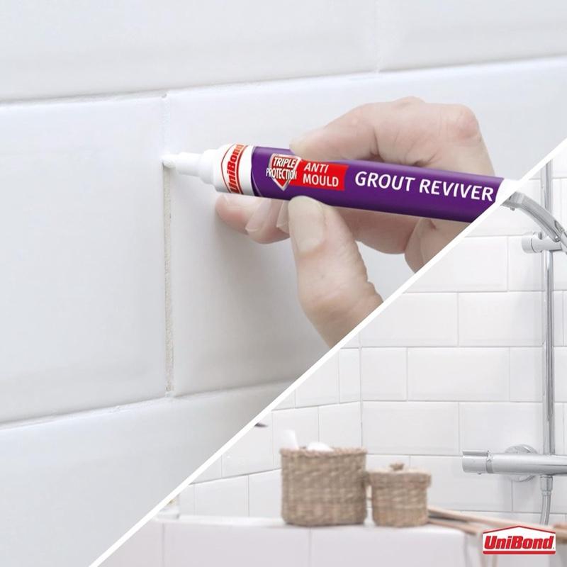 Grout Reviver Pen for Wall Tiles | Ice White 7ml | Anti-Mould | Easy Tile Makeover | UniBond