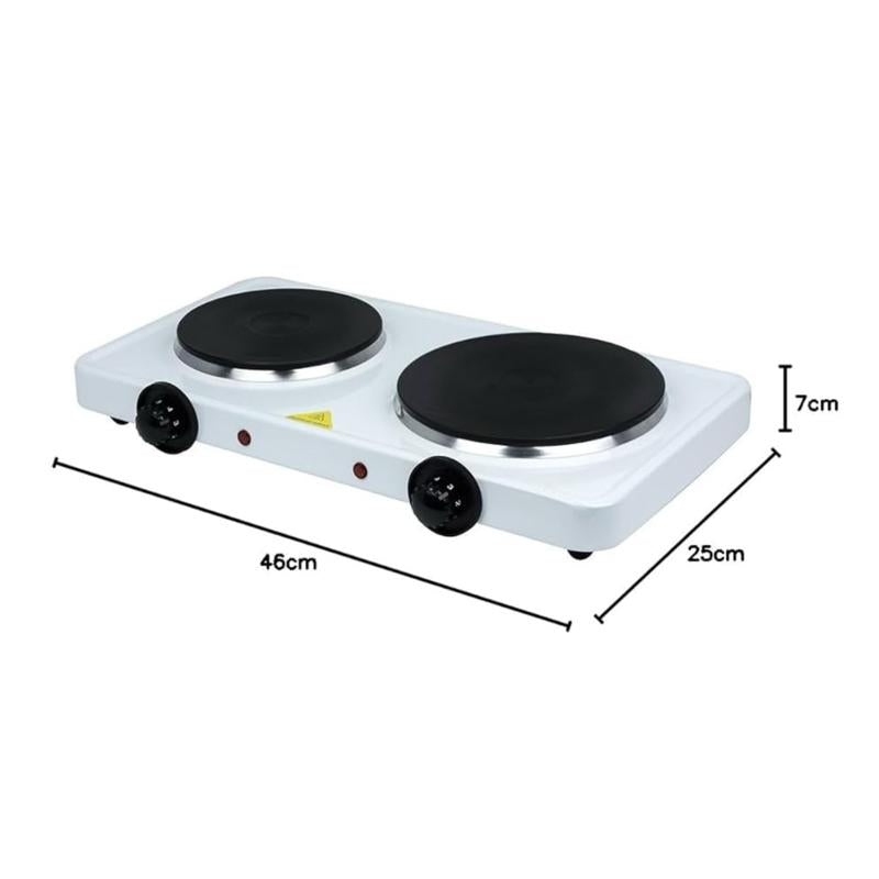 Portable Cooker Hob Elpine 2500W Double Hot Plate | Dual Electric Hob for Home, Travel, Camping | Adjustable Temperature Control | Compact Tabletop Design | Black or White Options