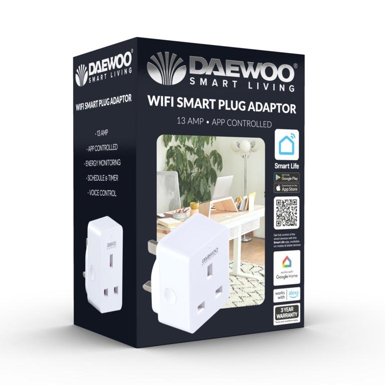 Smart Plug, Wi-Fi Outlet Compatible with Alexa, Google Home, Wireless Smart Socket with Energy Monitoring, Timer & APP Remote Control - No Hub Required Daewoo WiFi Smart Plug Adaptor | 13A | Voice Control Compatible | Remote Control via App Smart (1 Pack)