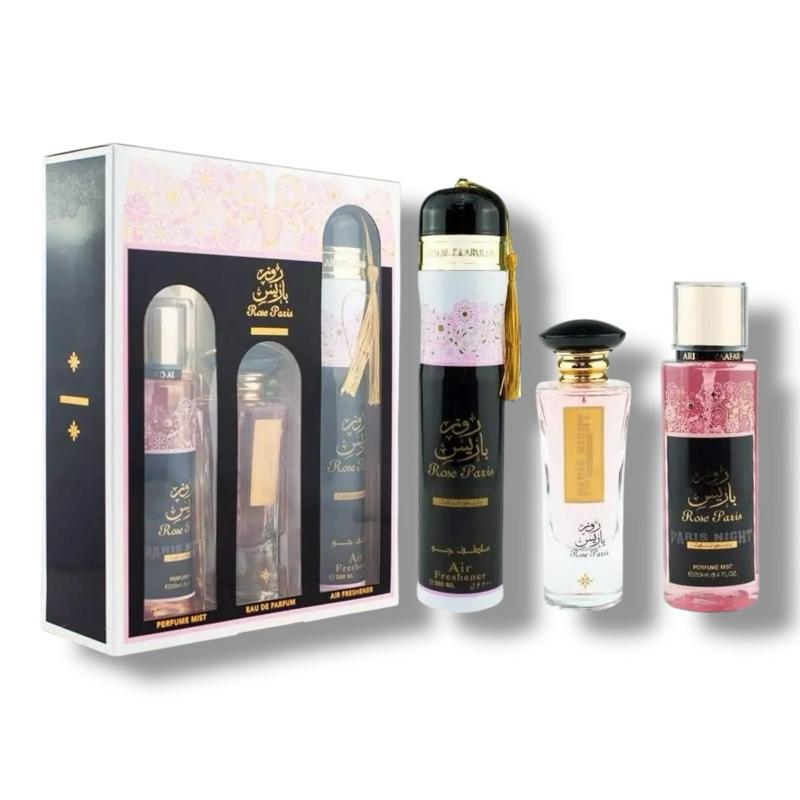 Ard Al Zaafaran Rose Paris Night Gift Set For Her – 100 ml EDP, Body Mist & Air Freshener