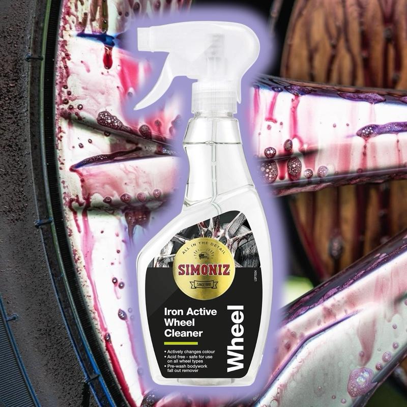 Simoniz Iron Active Colour Changing Wheel Cleaner 500ml | Acid-Free Fallout Remover for Alloys & Bodywork | Colour-Changing Formula | Removes Brake Dust, Grime & Iron Particles | Safe for All Wheel Types
