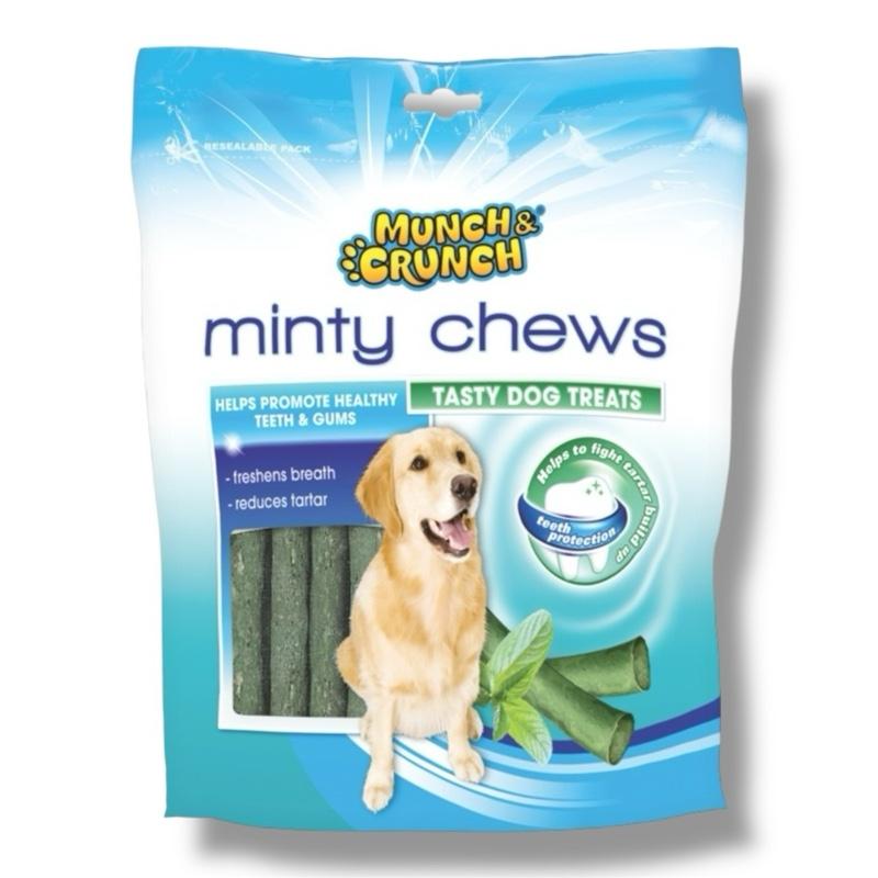 Minty Chews 250g Dog Dental Treats Munch & Crunch - Tasty, Long-Lasting Dental Treats for Dogs | Fresh Breath | Dental Care | Gum Care | Plaque Reduction | Healthy | Mint Flavour | Reduces Tar Tar