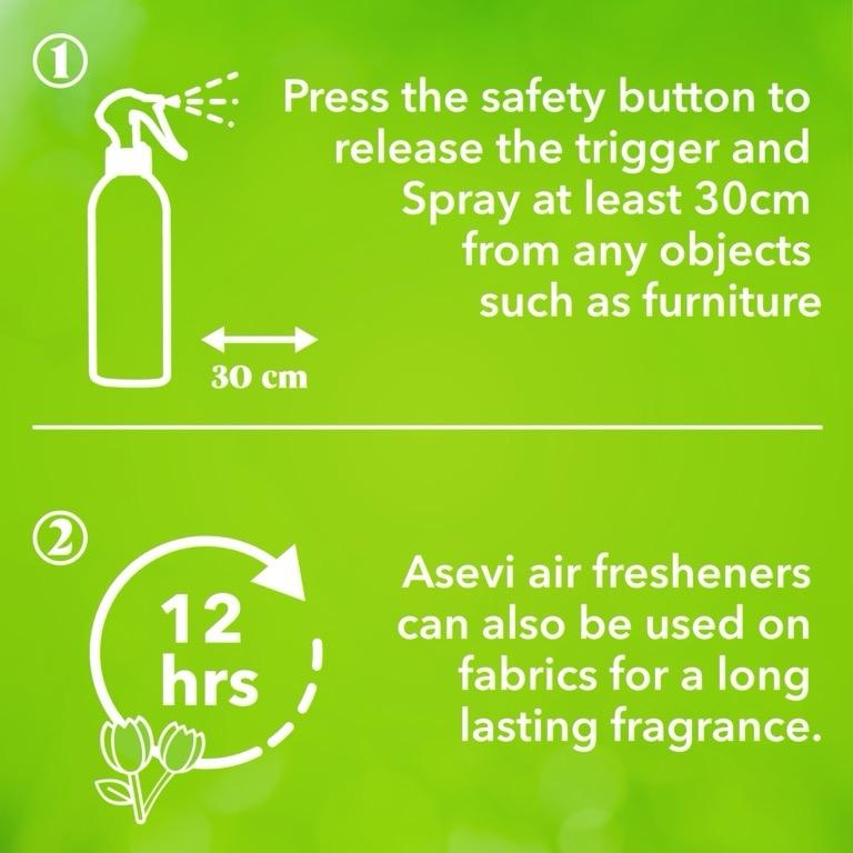 Odour Eliminating Air Freshener Home & Fabrics Spray 400ml - Spring | For Homes, Cars, Fabrics, Offices | Multi purpose use | Odour Eliminator | Fragrance Household Burst Scented | Fresh Smell Of Spring | Asevi
