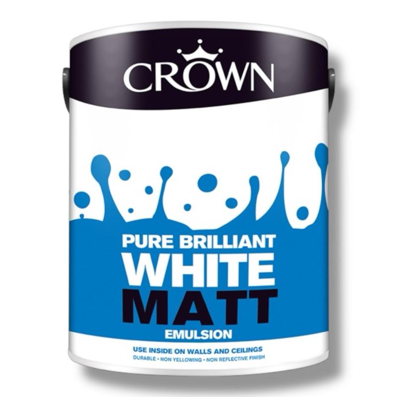 Crown Matt White Emulsion 5L | For Walls And Ceilings Covers 70m²