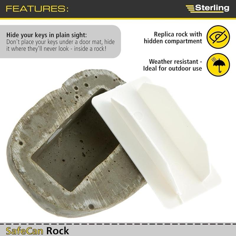 Hidden Outdoor Key Safe Rock Storage Box – Realistic Stone Design Secret Key Holder for Garden, Driveway, Emergency Access – Sterling SafeCan Key Rock - Secret Stash, Safe