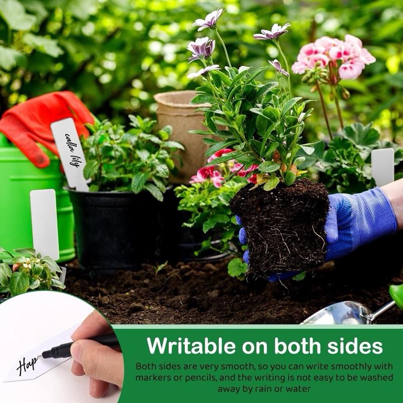 Plant Labels 5” (10cm) | Pack of 100 | Garden Markers for Seedlings, Herbs, Flowers & Vegetables | Reusable, Weatherproof & Easy-to-Write Surface White