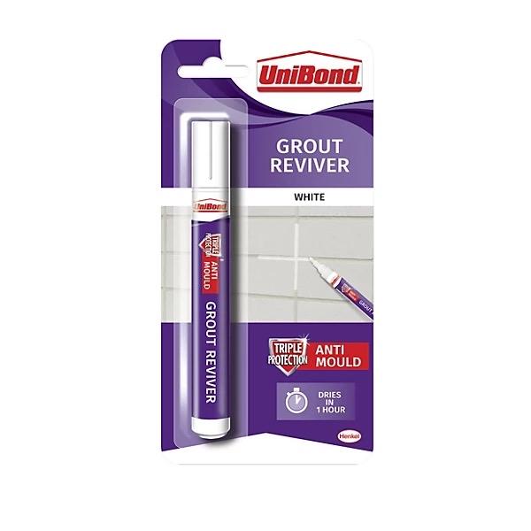 Grout Reviver Pen for Wall Tiles | Ice White 7ml | Anti-Mould | Easy Tile Makeover | UniBond