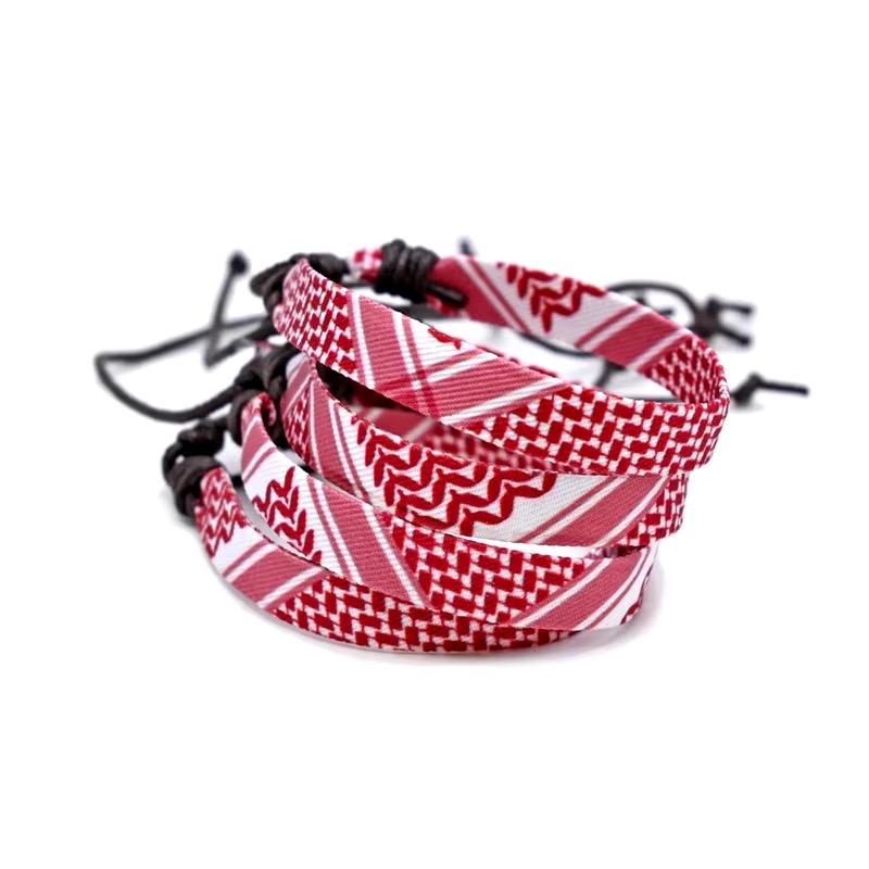 Kaffiyeh Wrist Band | Traditional Middle Eastern Pattern | Palestine Bracelet | Adjustable & Unisex | Cultural Fashion Accessory |