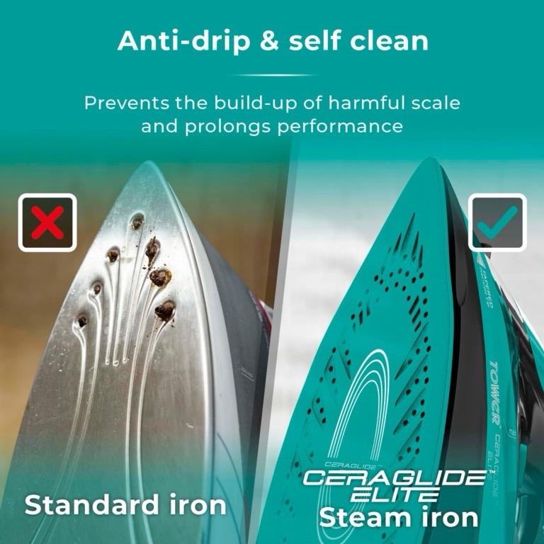 Cordless Iron 2800W - Teal, 2-in-1 Functionality Cordless and Corded | Ceramic Soleplate, Variable Steam & Temperature Control | Light Weight | 360 Base | Fast Heat Up | Tower