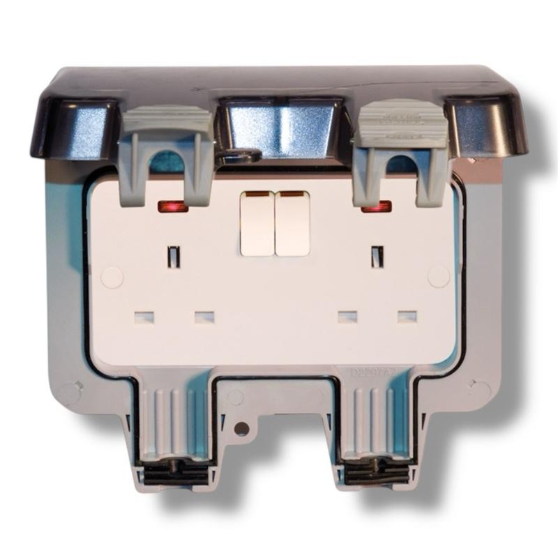 BG 2 Gang 13 Amp Outdoor Double Socket IP66 – LED Power Indicator, Weatherproof & Durable Power Solution, Garden Socket, Front Garden Socket, Power Source For Out Door, Waterproof, Dust Proof, British General Electrical Socket, Electrician surge protector