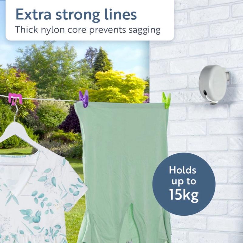 15m Retractable Washing Line with sureGRIP Locking System, Space-Saving Outdoor Clothes Dryer, Heavy Duty Double Line for Garden, Balcony, or Patio Use – Strong & Durable – Minky
