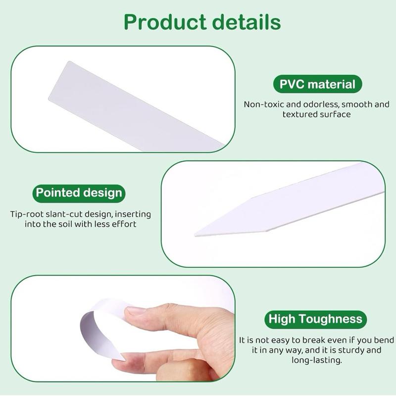 Plant Labels 5” (10cm) | Pack of 100 | Garden Markers for Seedlings, Herbs, Flowers & Vegetables | Reusable, Weatherproof & Easy-to-Write Surface White