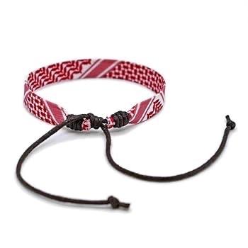 Kaffiyeh Wrist Band | Traditional Middle Eastern Pattern | Palestine Bracelet | Adjustable & Unisex | Cultural Fashion Accessory |