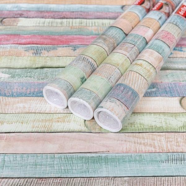 Self Adhesive Vinyl Wrap Film 67.5cm x 2m | Rio | Multi Coloured Wood Effect | Decorative Contact Paper | Peel & Stick Covering for Furniture Shelves Doors Drawers | Kitchen, Counters, Worktops, Easy to Cut & Apply | Waterproof & Durable | d-c-fix Rio