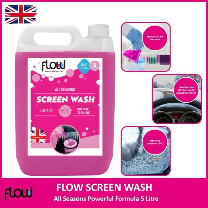 Screen Wash 5L Flowchem Ready to Use | Car Windscreen Cleaner & De-Icer for All Seasons.