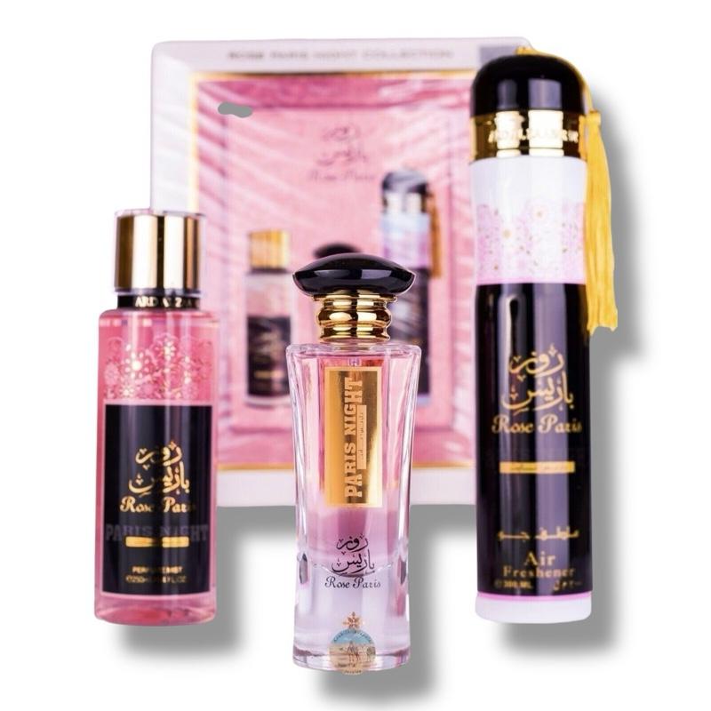 Ard Al Zaafaran Rose Paris Night Gift Set For Her – 100 ml EDP, Body Mist & Air Freshener
