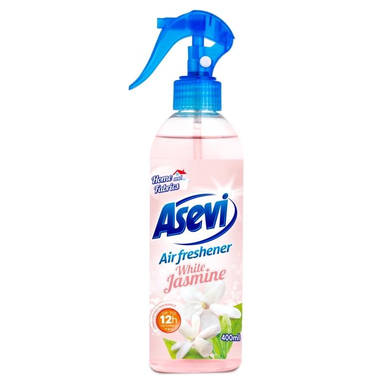 Odour Eliminating Air Freshener Home & Fabrics White Jasmine 400ml | For Homes, Cars, Fabrics, Offices | Multi purpose use | Odour Eliminator | Fragrance Household Burst Scented | Fresh Smell Of Spring | Asevi Aroma