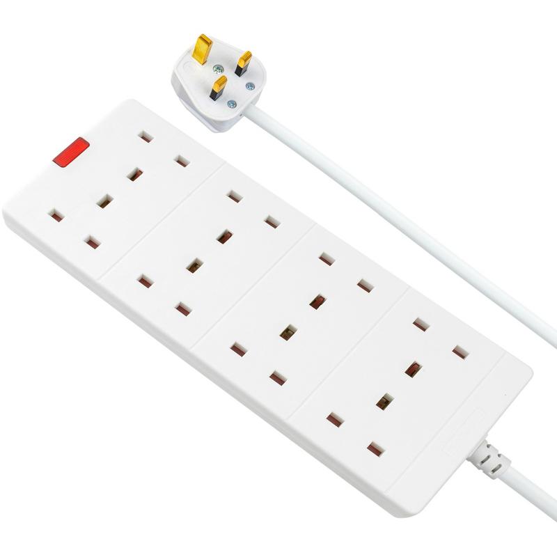 Extension Lead Masterplug 8-Gang Block | Space-Saving Double Row Design | Wall Mountable | Power Indicator Light | Premium Safety Specification | BS1362 Certified | Ideal for Home, Office & Workstations | Supports Multiple Devices | Durable & Reliable sur