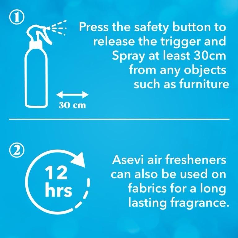 Odour Eliminating Air Freshener Home & Fabrics Ocean Breeze 400ml | For Homes, Cars, Fabrics, Offices | Multi purpose use | Odour Eliminator | Fragrance Household Burst Scented | Fresh Smell Of Spring | Asevi Aroma Spray
