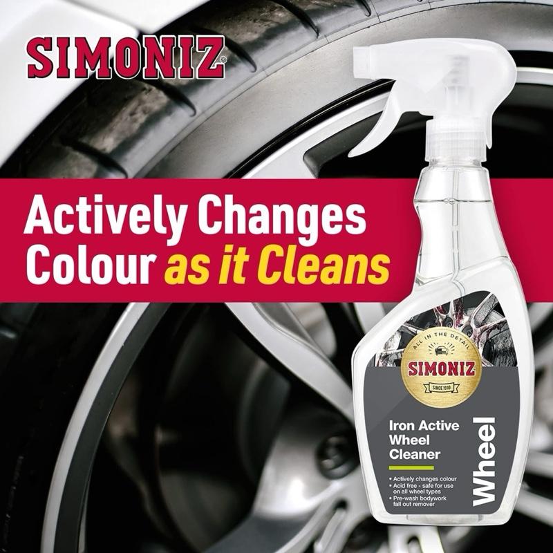Simoniz Iron Active Colour Changing Wheel Cleaner 500ml | Acid-Free Fallout Remover for Alloys & Bodywork | Colour-Changing Formula | Removes Brake Dust, Grime & Iron Particles | Safe for All Wheel Types