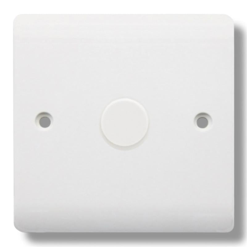 1 Gang 2-Way Dimmer Light Switch | 400W | Adjustable Brightness | Compatible with LED, Halogen & Incandescent Bulbs | Smooth Rotary Control | Standard UK Size | Easy to Install | Modern White Finish | Ideal for Living Rooms, Bedrooms & Offices