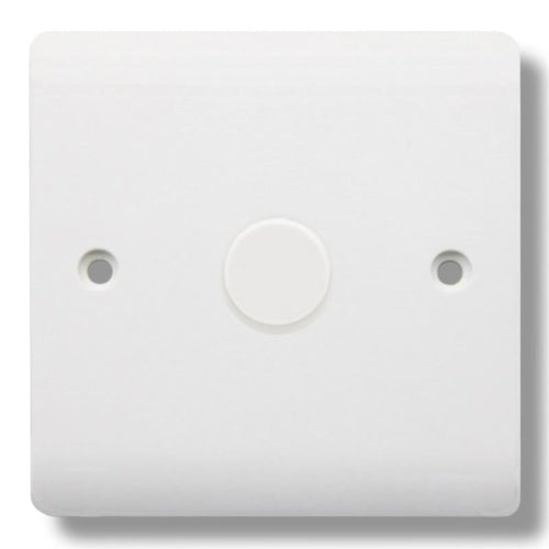 1 Gang 2-Way Dimmer Light Switch | 400W | Adjustable Brightness | Compatible with LED, Halogen & Incandescent Bulbs | Smooth Rotary Control | Standard UK Size | Easy to Install | Modern White Finish | Ideal for Living Rooms, Bedrooms & Offices