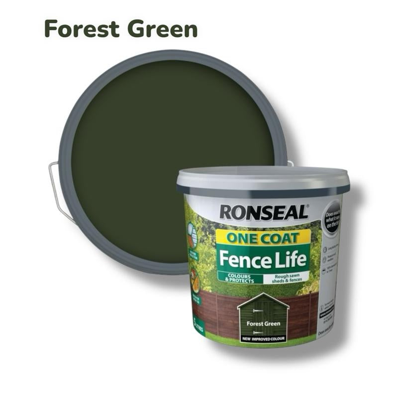 Ronseal - Fence Life One Coat 5L | Fence & Shed Paint | Paint With One Coat