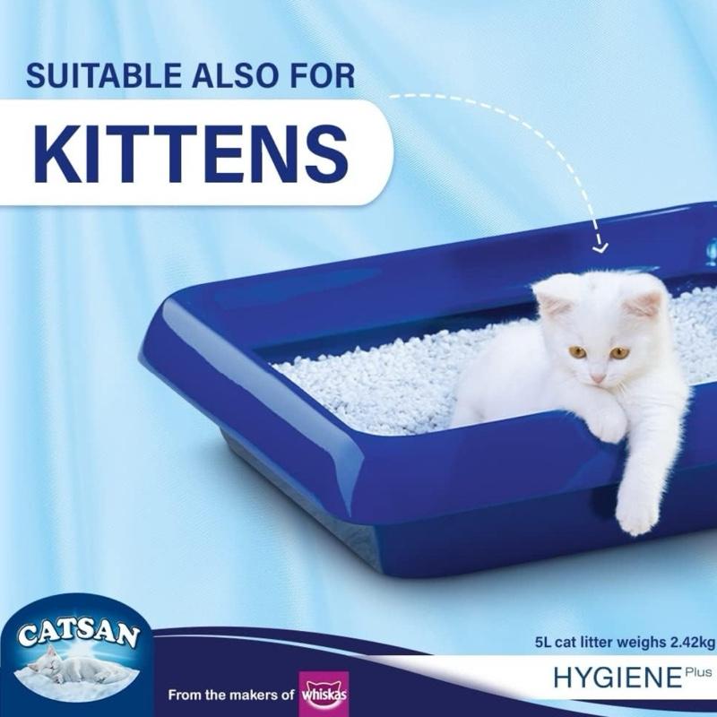 2x5L Catsan Hygiene Plus Cat Litter | Non-Clumping | Odour Control | Ultra Absorbent | Low Dust | 100% Natural Minerals | Safe for Cats & Kittens | Long-Lasting Freshness | Twin Pack | 10L